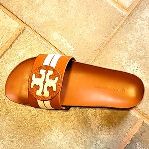 Tory Burch Leigh Slide Sandal In Ambra / New Ivory